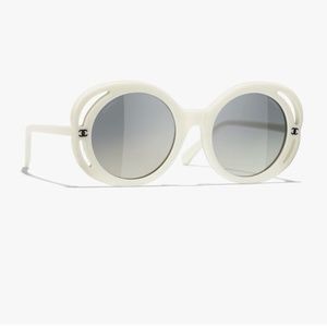 CHANEL WHITE ROUND SUNGLASSES